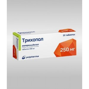 ТРИХОПОЛ 250МГ. №20 ТАБ. /ПОЛЬФАРМА/ ТРИХОПОЛ 250МГ. №20 ТАБ. /ПОЛЬФАРМА/
