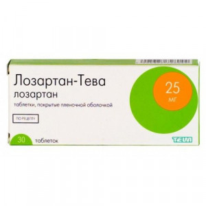 ЛОЗАРТАН-ТЕВА 25МГ. №30 ТАБ. П/П/О /ТЕВА/ ЛОЗАРТАН-ТЕВА 25МГ. №30 ТАБ. П/П/О /ТЕВА/