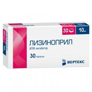 ЛИЗИНОПРИЛ 10МГ. №30 ТАБ. /ВЕРТЕКС/ ЛИЗИНОПРИЛ 10МГ. №30 ТАБ. /ВЕРТЕКС/