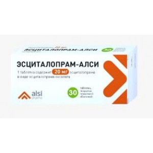 ЭСЦИТАЛОПРАМ-АЛСИ 20МГ. №30 ТАБ. П/П/О /АЛСИ/ ЭСЦИТАЛОПРАМ-АЛСИ 20МГ. №30 ТАБ. П/П/О /АЛСИ/