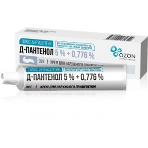 Д-ПАНТЕНОЛ ПЛЮС АНТИСЕПТИК 5%+0,776% 30Г. КРЕМ Д/НАРУЖ.ПРИМ. ТУБА /ОЗОН/ Д-ПАНТЕНОЛ ПЛЮС АНТИСЕПТИК 5%+0,776% 30Г. КРЕМ Д/НАРУЖ.ПРИМ. ТУБА /ОЗОН/