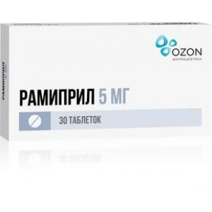 РАМИПРИЛ 5МГ. №30 ТАБ. /ОЗОН/ РАМИПРИЛ 5МГ. №30 ТАБ. /ОЗОН/