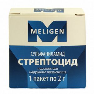 СТРЕПТОЦИД 2Г. №1 ПОР. Д/НАРУЖ.ПРИМ. ПАК. /МЕЛИГЕН/ СТРЕПТОЦИД 2Г. №1 ПОР. Д/НАРУЖ.ПРИМ. ПАК. /МЕЛИГЕН/